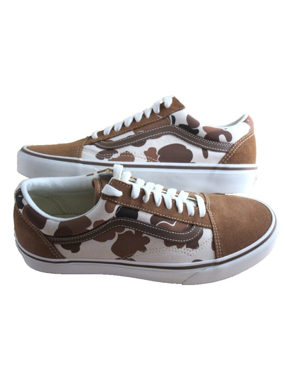 Vans Women's Old Skool Duck Camo Brown White Canvas Suede shoes Size 9 NEW